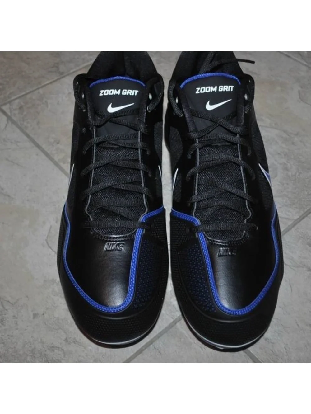 Nike Baseball Cleats 13.5 Mens Black Blue Zoom Air Grit Metal Fx Leather Shoes